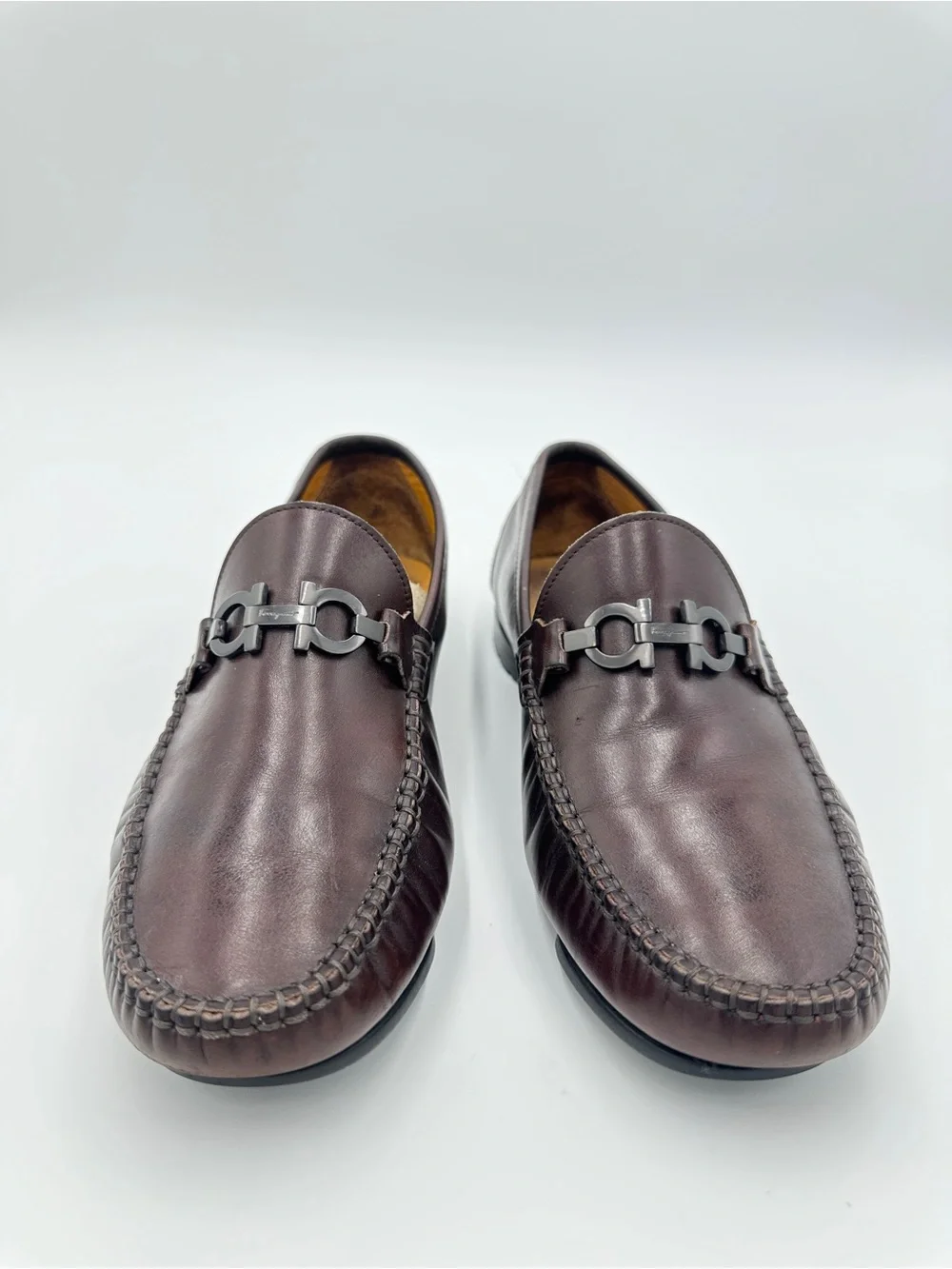 Salvatore Ferragamo Gancini Bit Loafers Mens 7 EE Brown Leather Dress Shoes